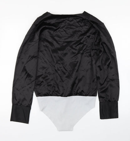 Boohoo Womens Black  Polyester Bodysuit One-Piece Size 12  Button