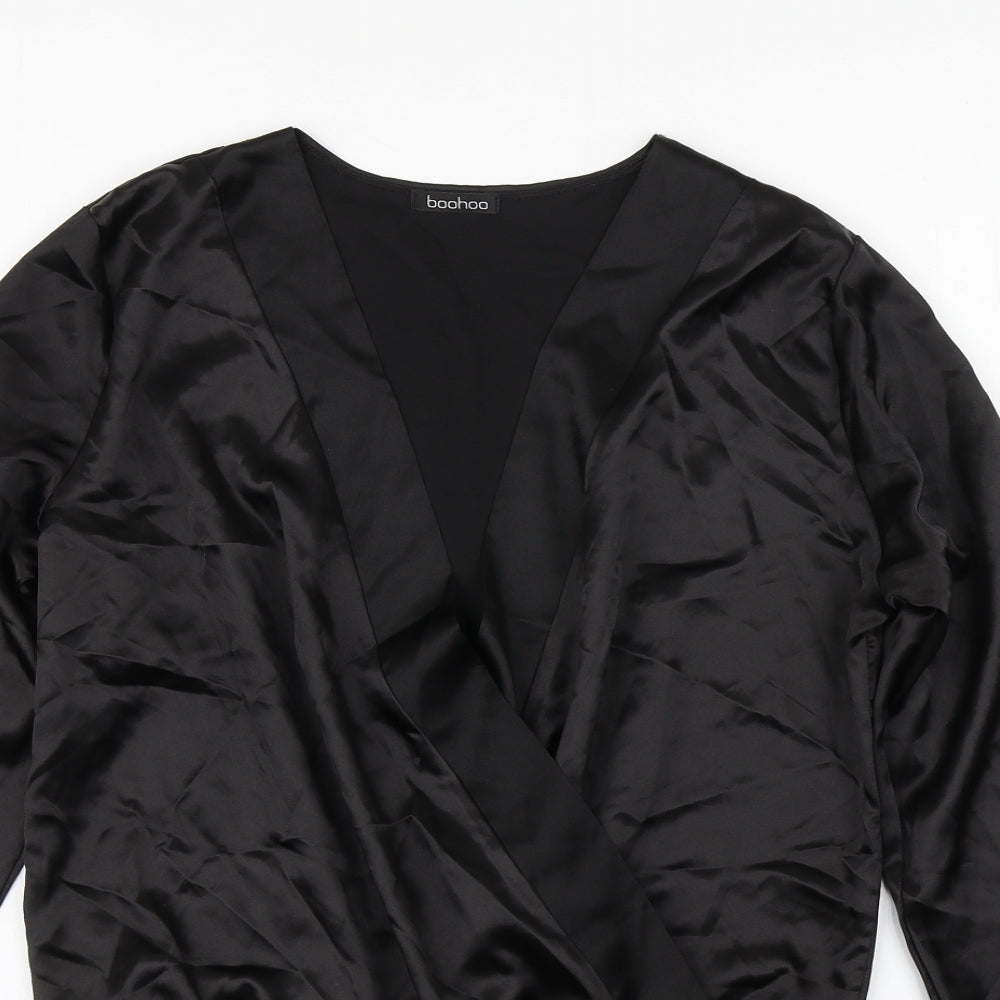 Boohoo Womens Black  Polyester Bodysuit One-Piece Size 12  Button