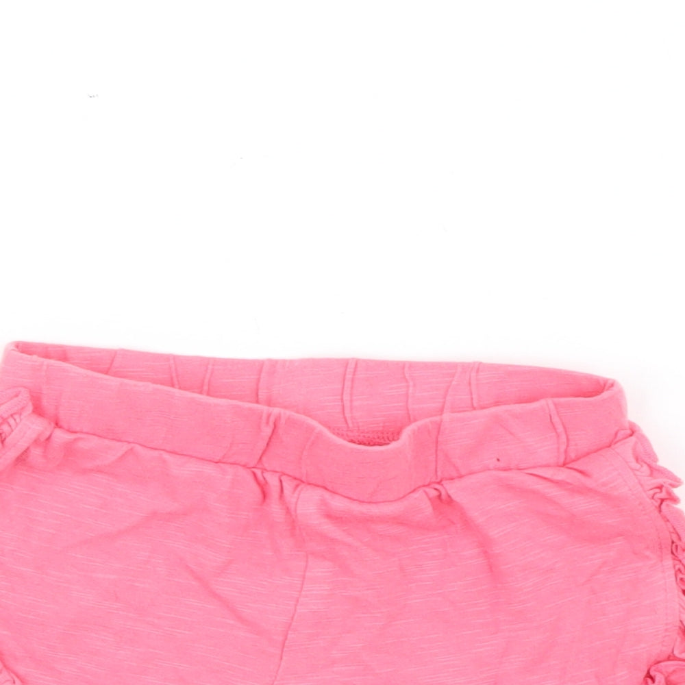 F&F Girls Pink Solid Cotton Capri Sleep Shorts Size 18-24 Months