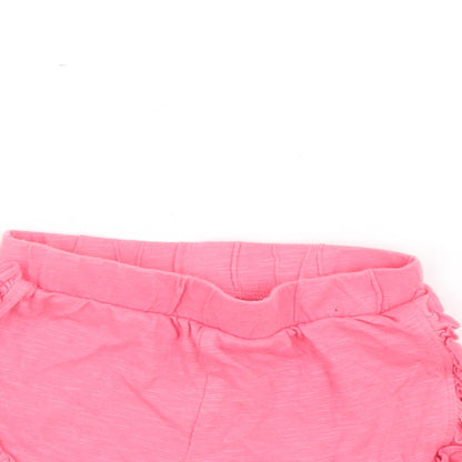 F&F Girls Pink Solid Cotton Capri Sleep Shorts Size 18-24 Months