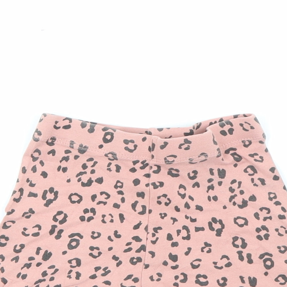 George Girls Pink Animal Print Cotton Pedal Pusher Leggings Size 12-18 Months