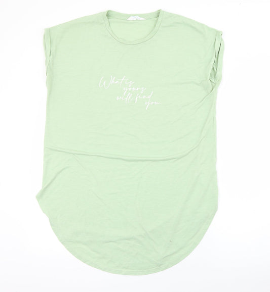 Primark Womens Green  Polyester Basic T-Shirt Size 14 Crew Neck
