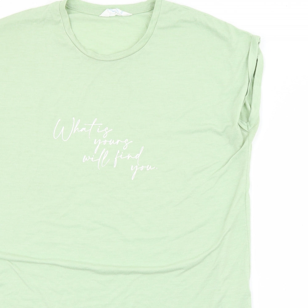 Primark Womens Green  Polyester Basic T-Shirt Size 14 Crew Neck