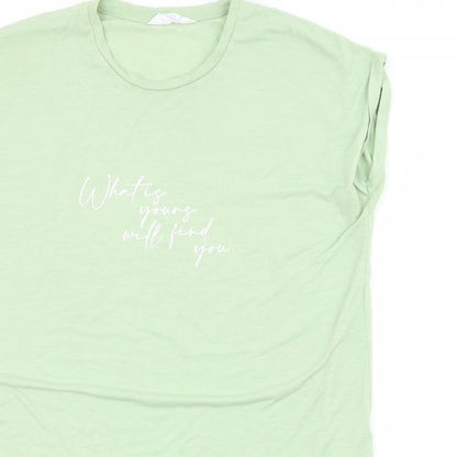 Primark Womens Green  Polyester Basic T-Shirt Size 14 Crew Neck
