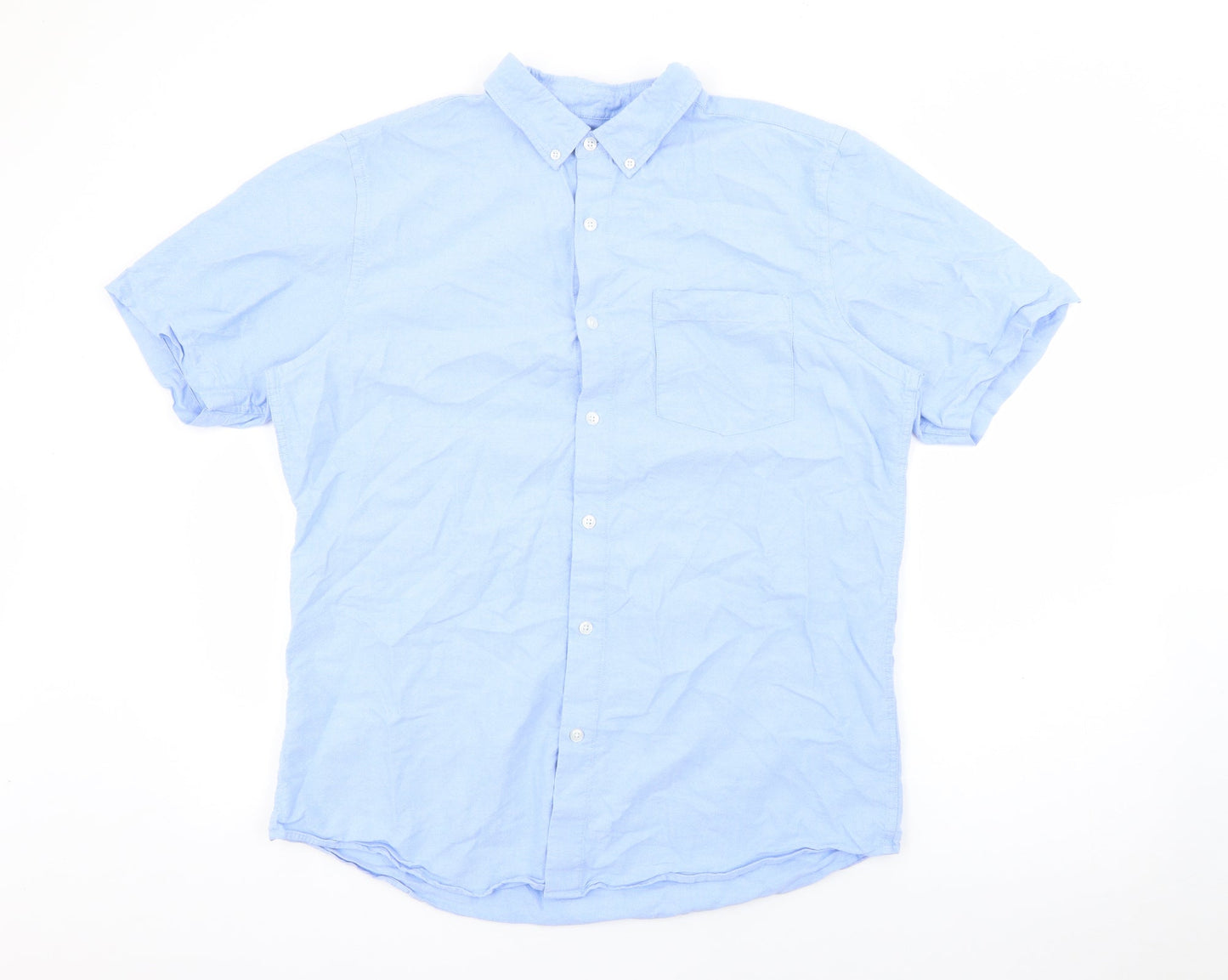 Primark Mens Blue  Cotton  Button-Up Size XL Collared Button