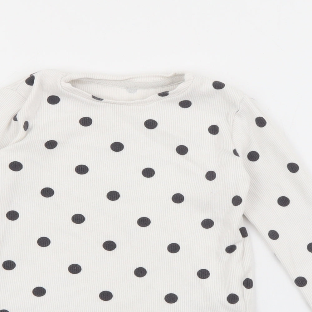 F&F Baby White Polka Dot Cotton Pullover Jumper Size 18-24 Months