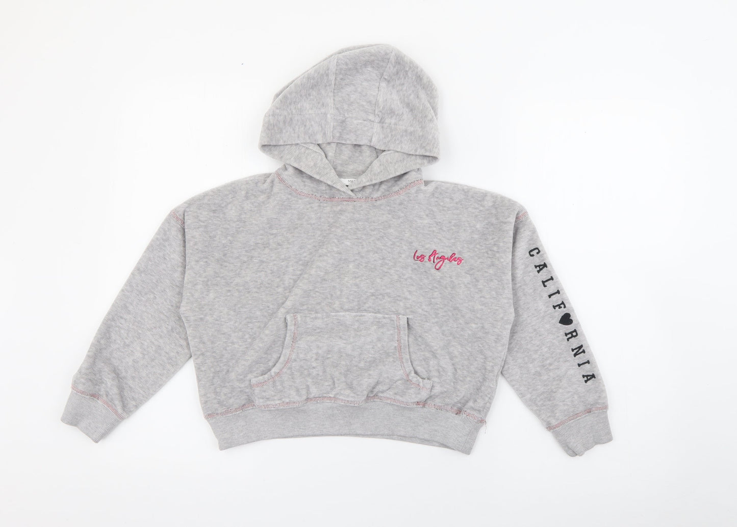 Marks and Spencer Girls Grey  Cotton Pullover Hoodie Size 10-11 Years