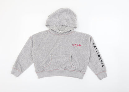 Marks and Spencer Girls Grey  Cotton Pullover Hoodie Size 10-11 Years