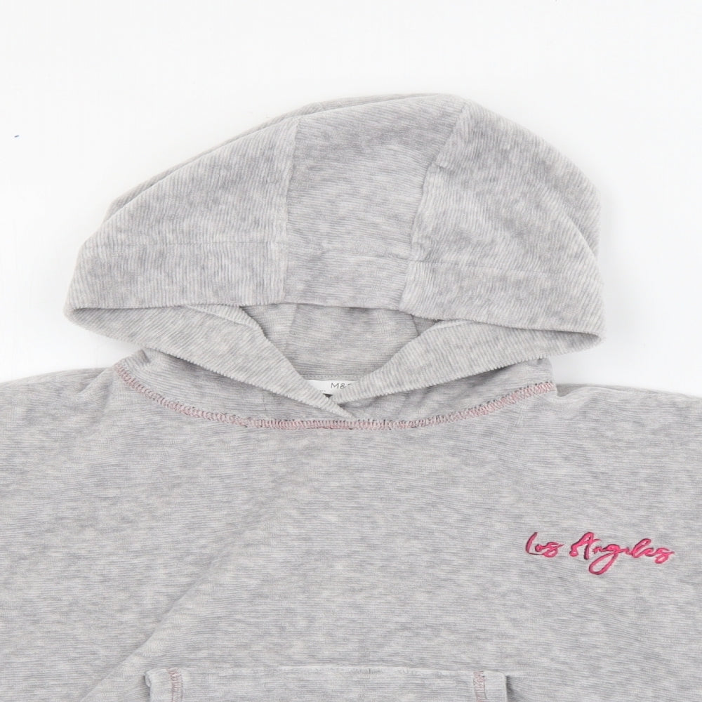 Marks and Spencer Girls Grey  Cotton Pullover Hoodie Size 10-11 Years