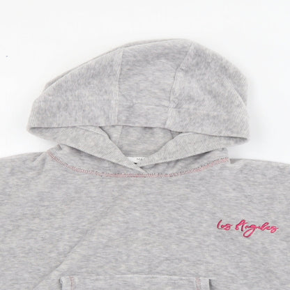 Marks and Spencer Girls Grey  Cotton Pullover Hoodie Size 10-11 Years