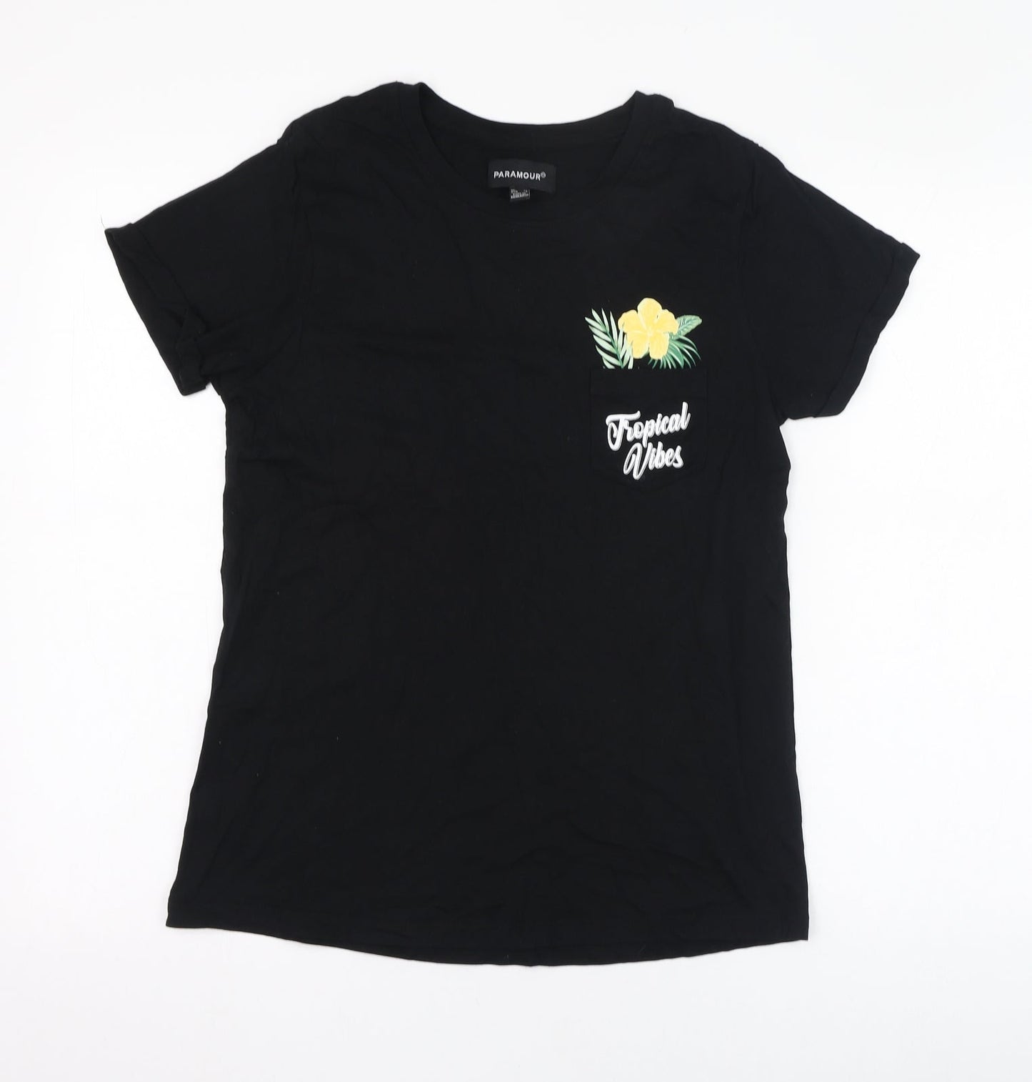 Womens UK Size 12 Paramour Black Basic T-Shirt