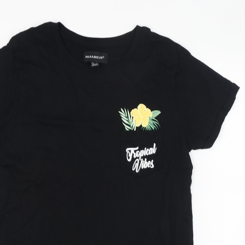 Womens UK Size 12 Paramour Black Basic T-Shirt