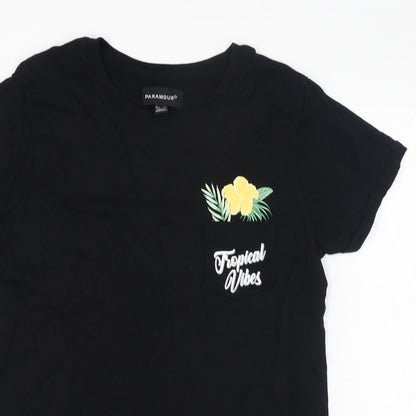 Womens UK Size 12 Paramour Black Basic T-Shirt