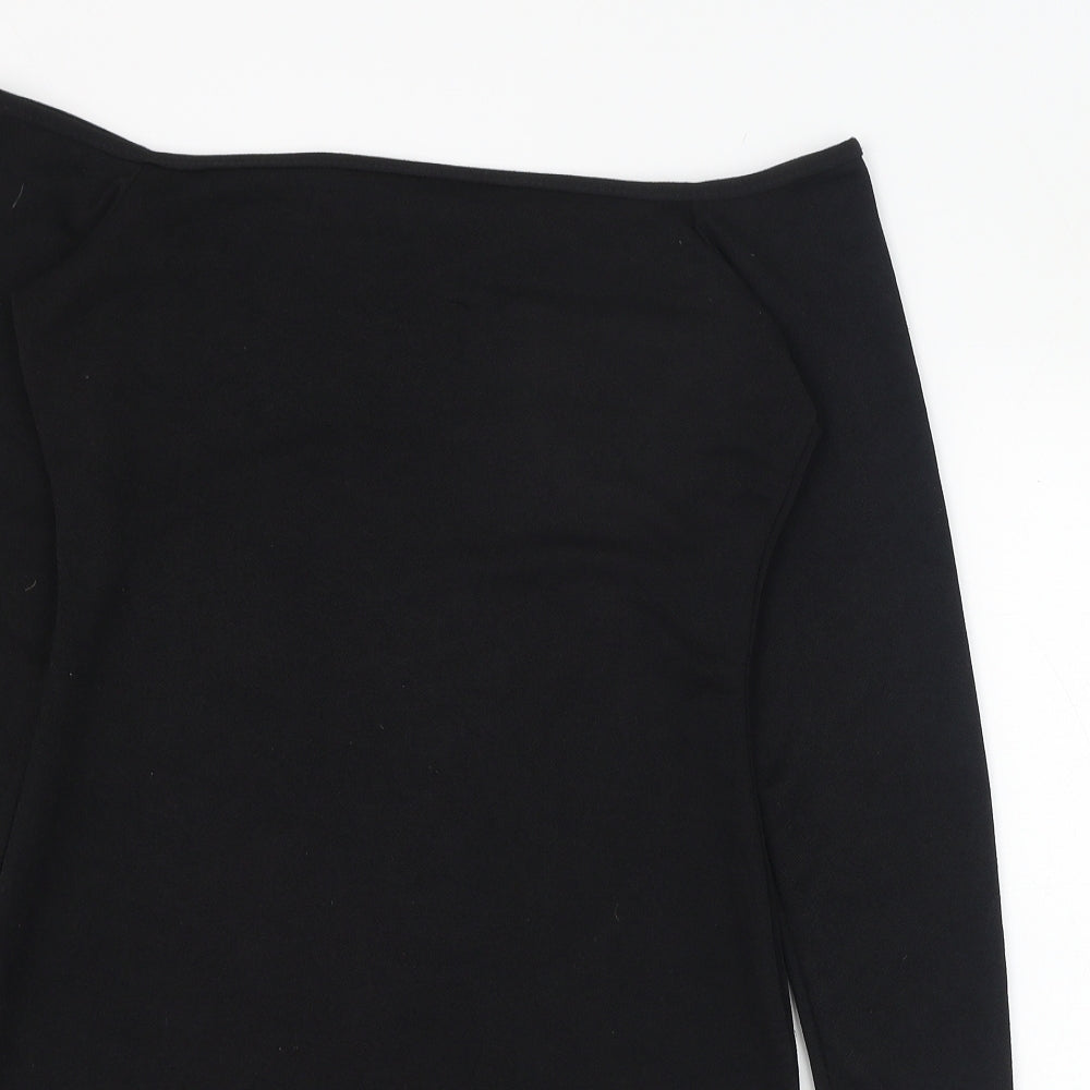 PRETTYLITTLETHING Womens Black  Polyester Pencil Dress  Size 8  Square Neck Pullover