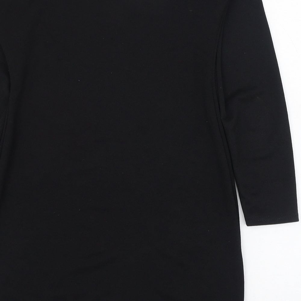 PRETTYLITTLETHING Womens Black  Polyester Pencil Dress  Size 8  Square Neck Pullover