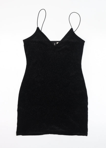 H&M Womens Black  Polyester Pencil Dress  Size S  V-Neck Pullover