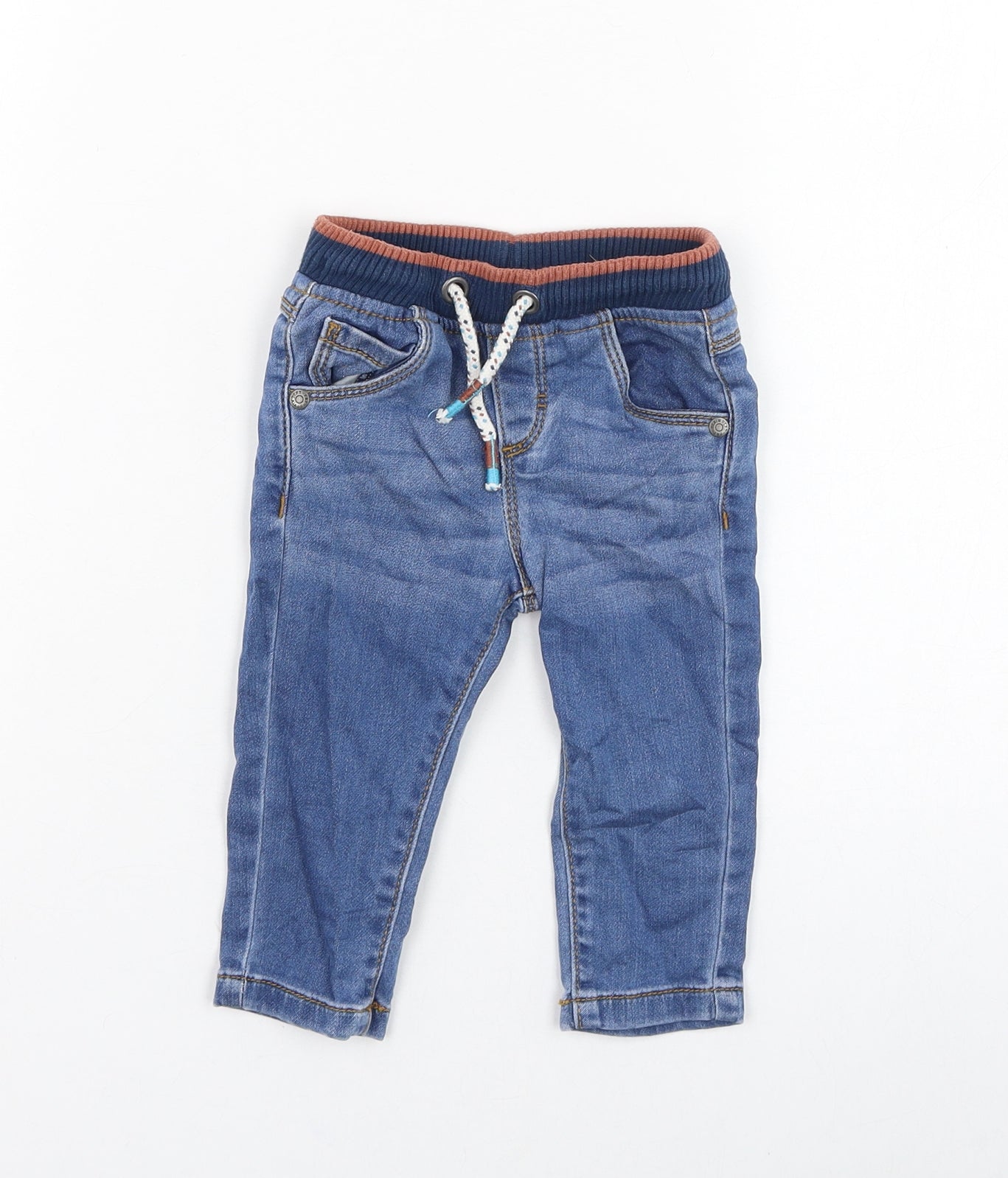 F&F Boys Blue  Cotton Capri Jeans Size 3-6 Months  Pullover