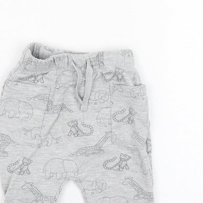George Boys Grey  Cotton Jogger Trousers Size 3-6 Months  Pullover - Tiger, Elephant, Lion, Giraffe