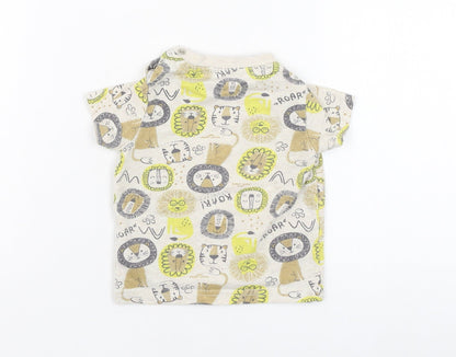 Peacocks Boys Brown  Cotton Basic T-Shirt Size 6-9 Months Round Neck Pullover - Lion, Tiger