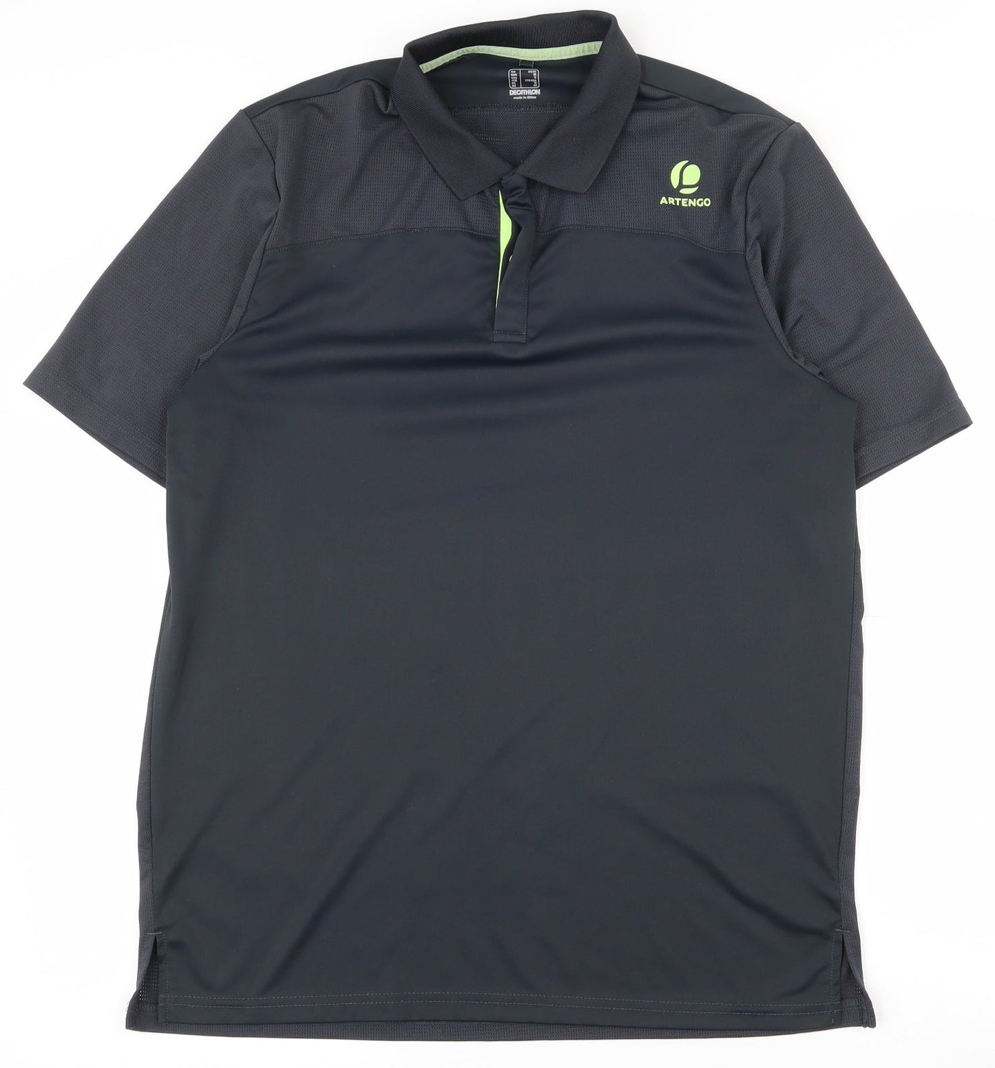 Artengo Mens Grey  Polyester  Polo Size M Collared Button