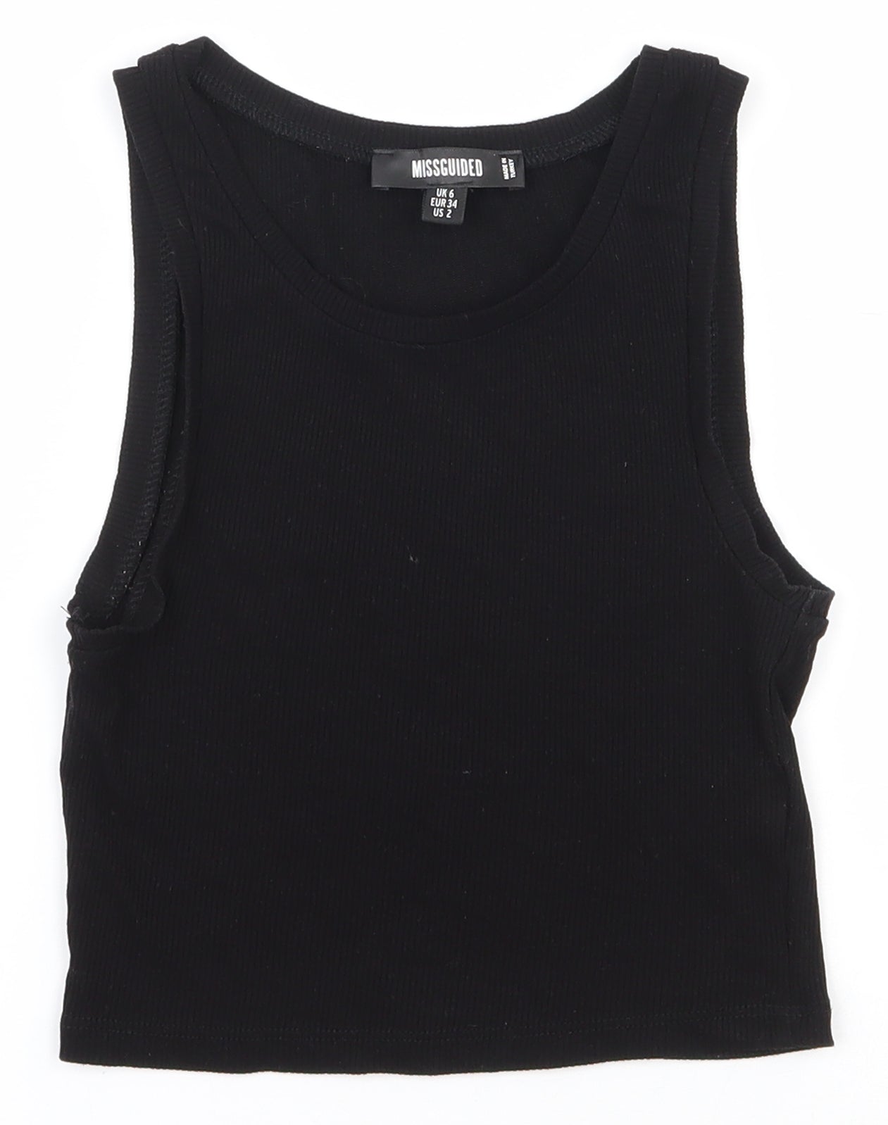 Misguided Womens Black  Polyester Cropped Tank Size 6 Round Neck