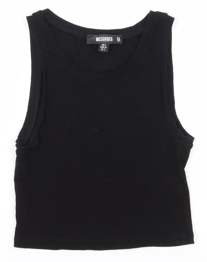 Misguided Womens Black  Polyester Cropped Tank Size 6 Round Neck