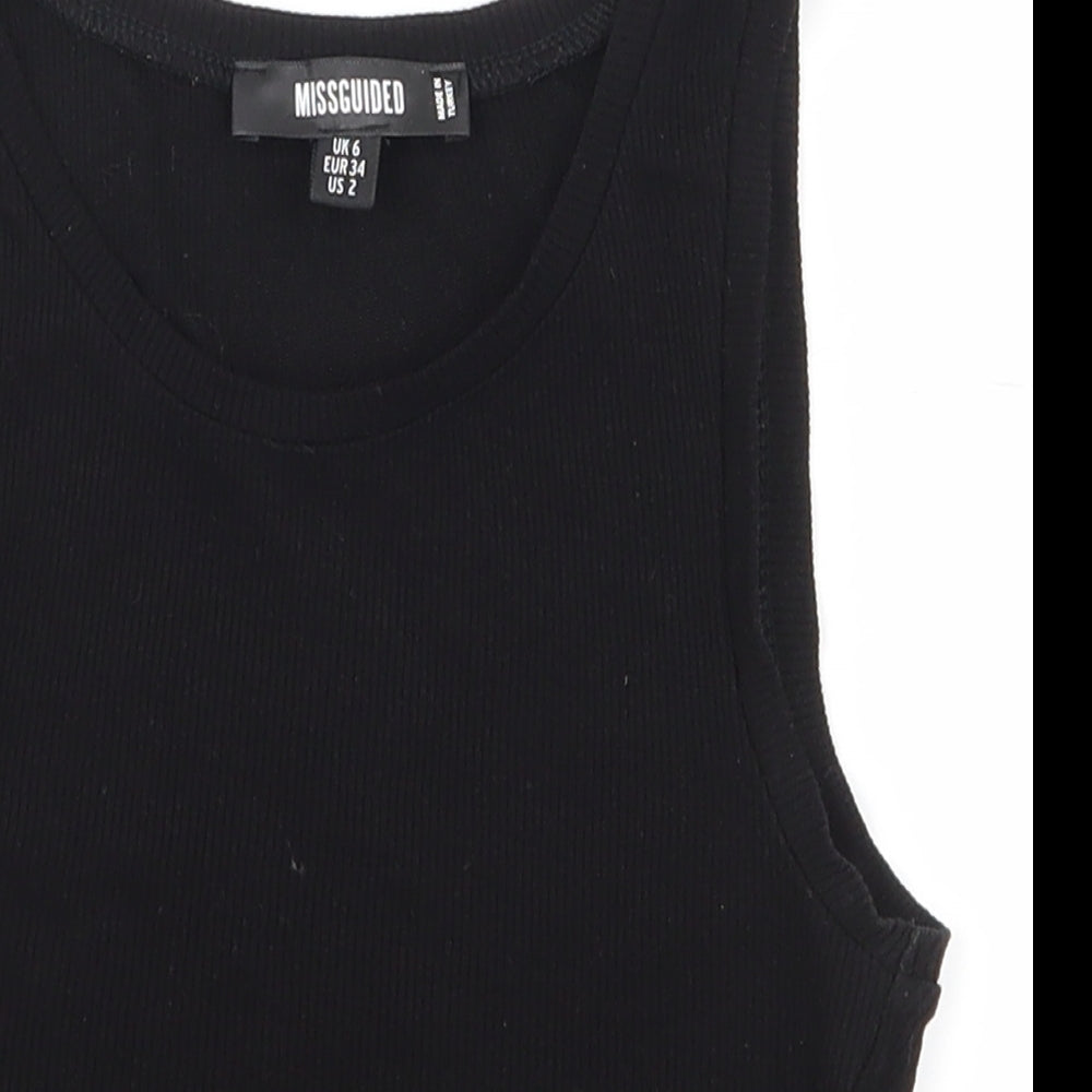 Misguided Womens Black  Polyester Cropped Tank Size 6 Round Neck