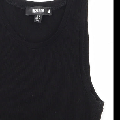 Misguided Womens Black  Polyester Cropped Tank Size 6 Round Neck