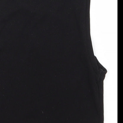 Misguided Womens Black  Polyester Cropped Tank Size 6 Round Neck