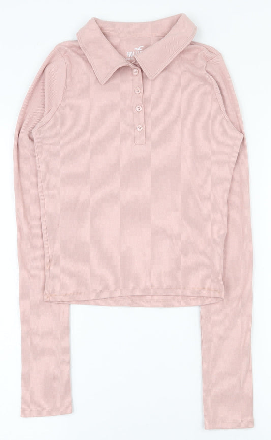 Womens UK Size S Hollister Pink Basic Polo