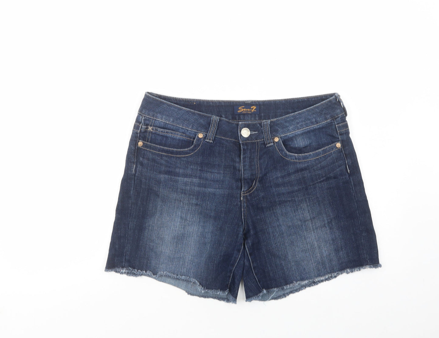 Seven Womens Blue  Cotton Cut-Off Shorts Size 34 in L6 in Regular Button