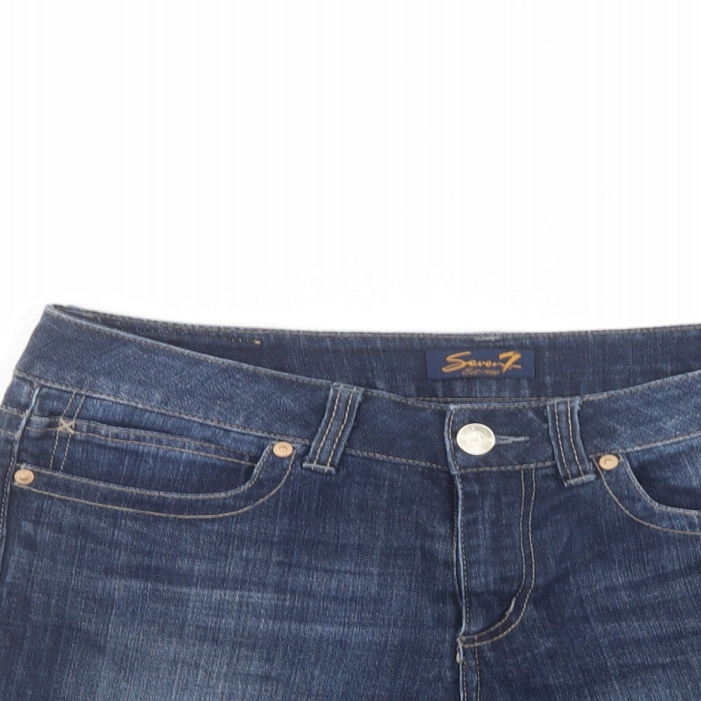 Seven Womens Blue  Cotton Cut-Off Shorts Size 34 in L6 in Regular Button