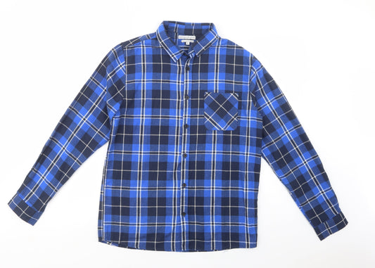 Another Influence Mens Blue Plaid Cotton  Button-Up Size M Collared Button