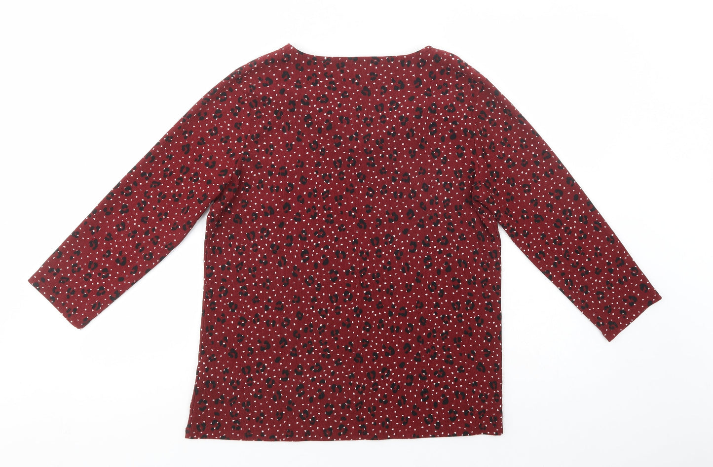 Bonmarché Womens Red Animal Print Polyester Basic Blouse Size 12 V-Neck