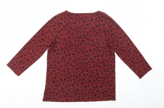 Bonmarché Womens Red Animal Print Polyester Basic Blouse Size 12 V-Neck