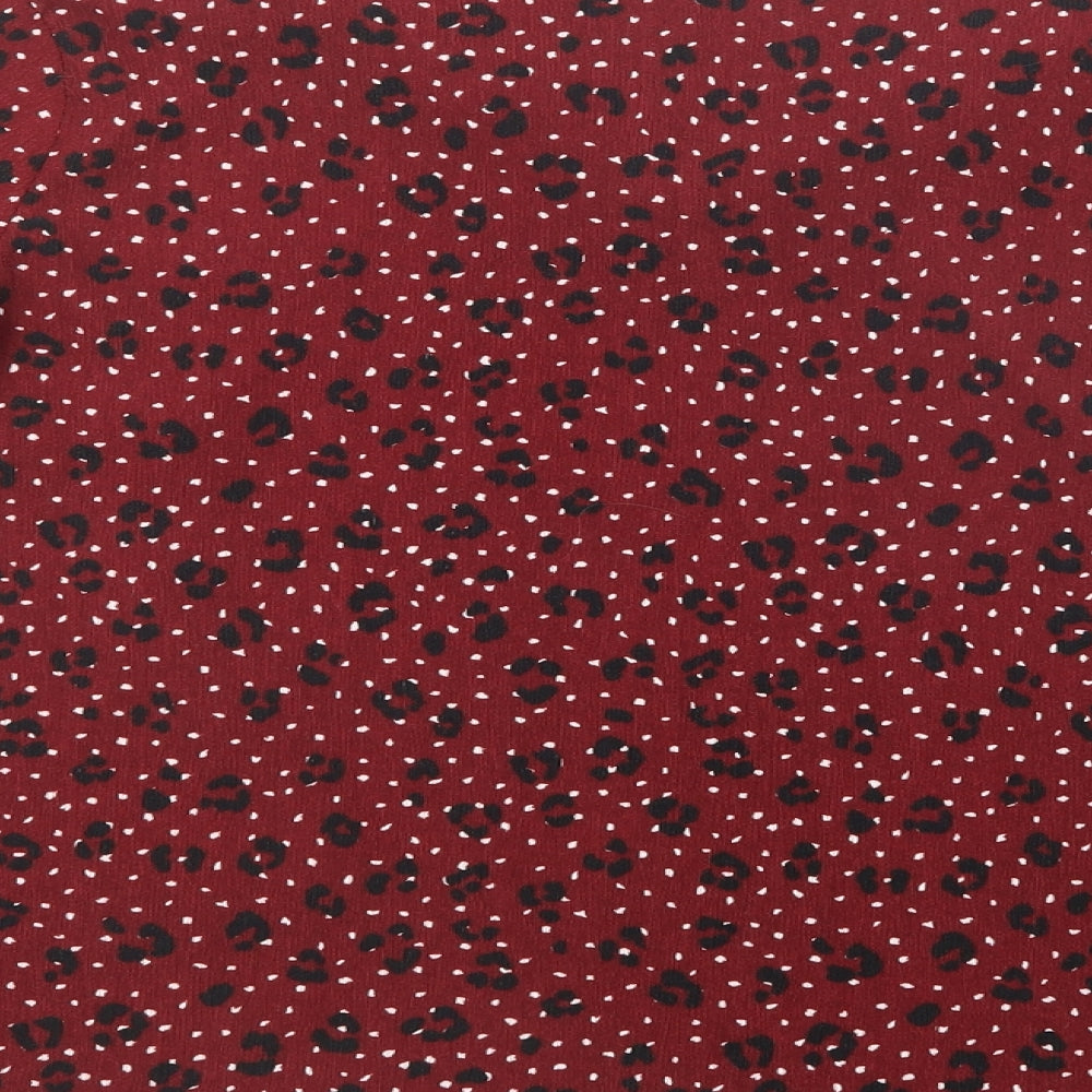 Bonmarché Womens Red Animal Print Polyester Basic Blouse Size 12 V-Neck