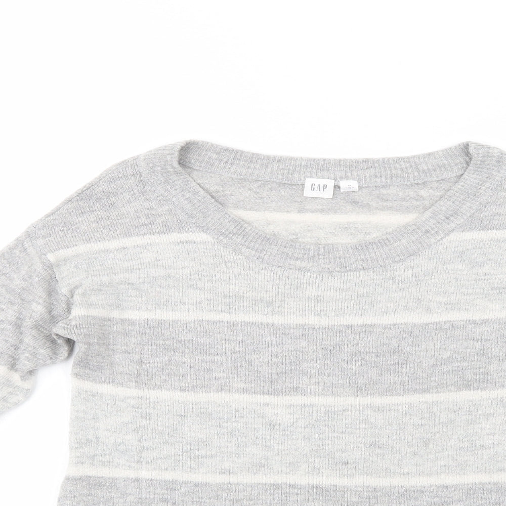 Gap Womens Grey Scoop Neck Striped Acrylic Pullover Jumper Size XS