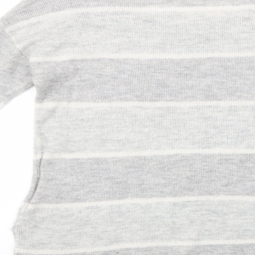 Gap Womens Grey Scoop Neck Striped Acrylic Pullover Jumper Size XS