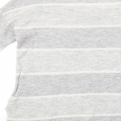 Gap Womens Grey Scoop Neck Striped Acrylic Pullover Jumper Size XS