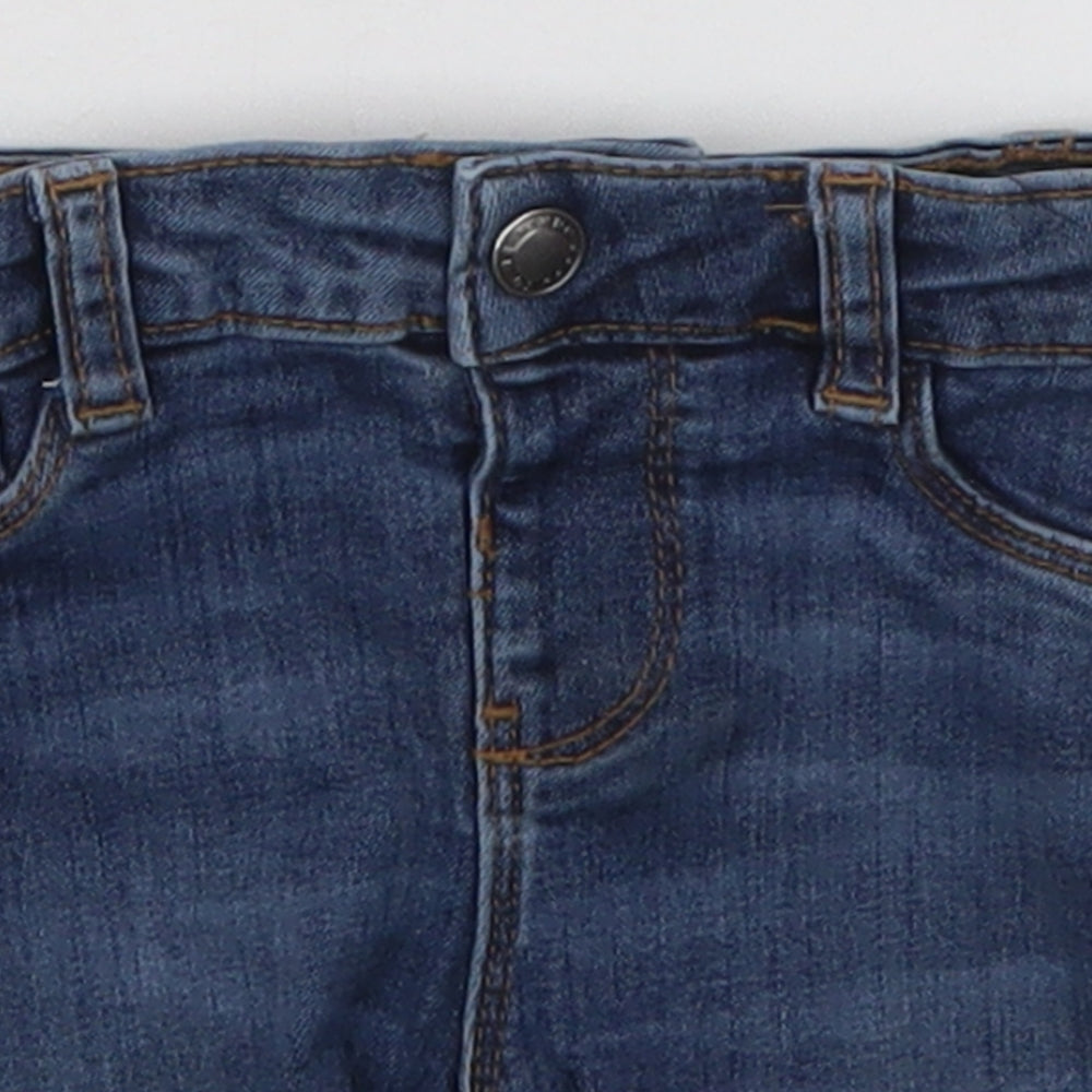 Primark Girls Blue  Cotton Cropped Jeans Size 6-9 Months  Button