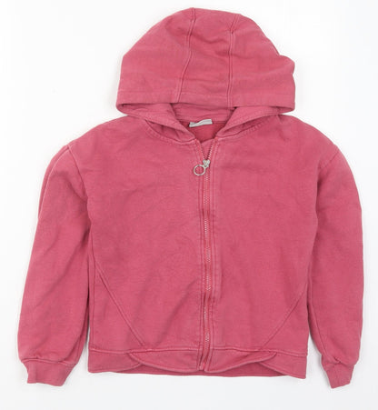 Matalan Girls Pink  Cotton Full Zip Hoodie Size 10 Years  Zip