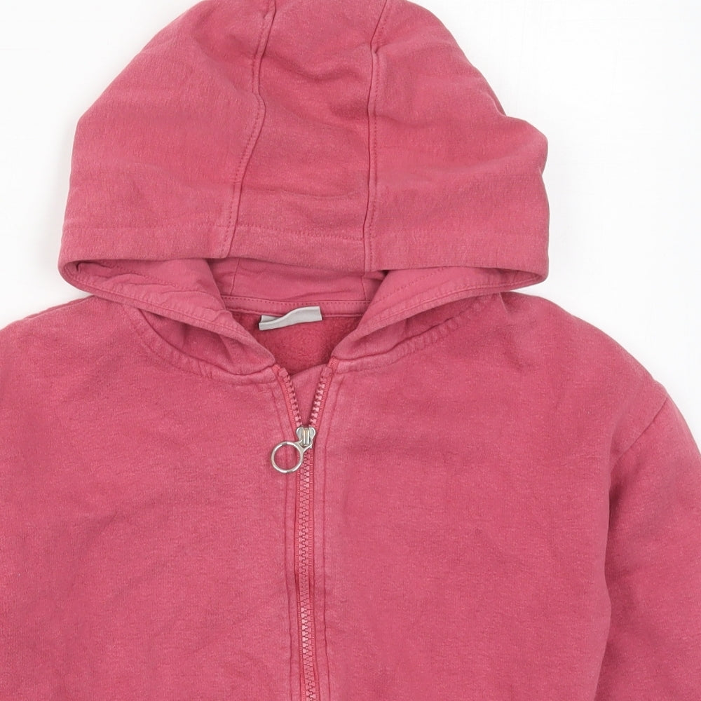 Matalan Girls Pink  Cotton Full Zip Hoodie Size 10 Years  Zip