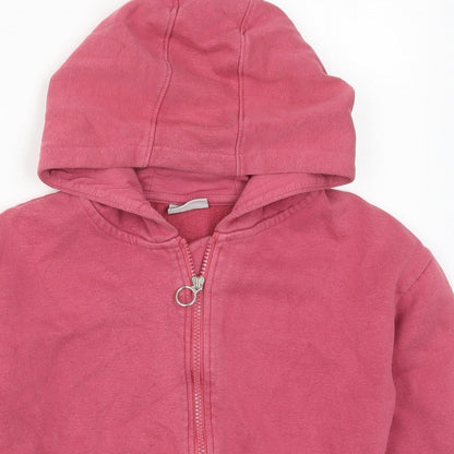 Matalan Girls Pink  Cotton Full Zip Hoodie Size 10 Years  Zip