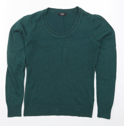 F&F Womens Green Round Neck  Acrylic Pullover Jumper Size 6