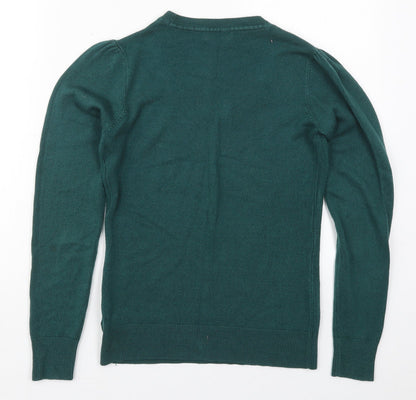 F&F Womens Green Round Neck  Acrylic Pullover Jumper Size 6