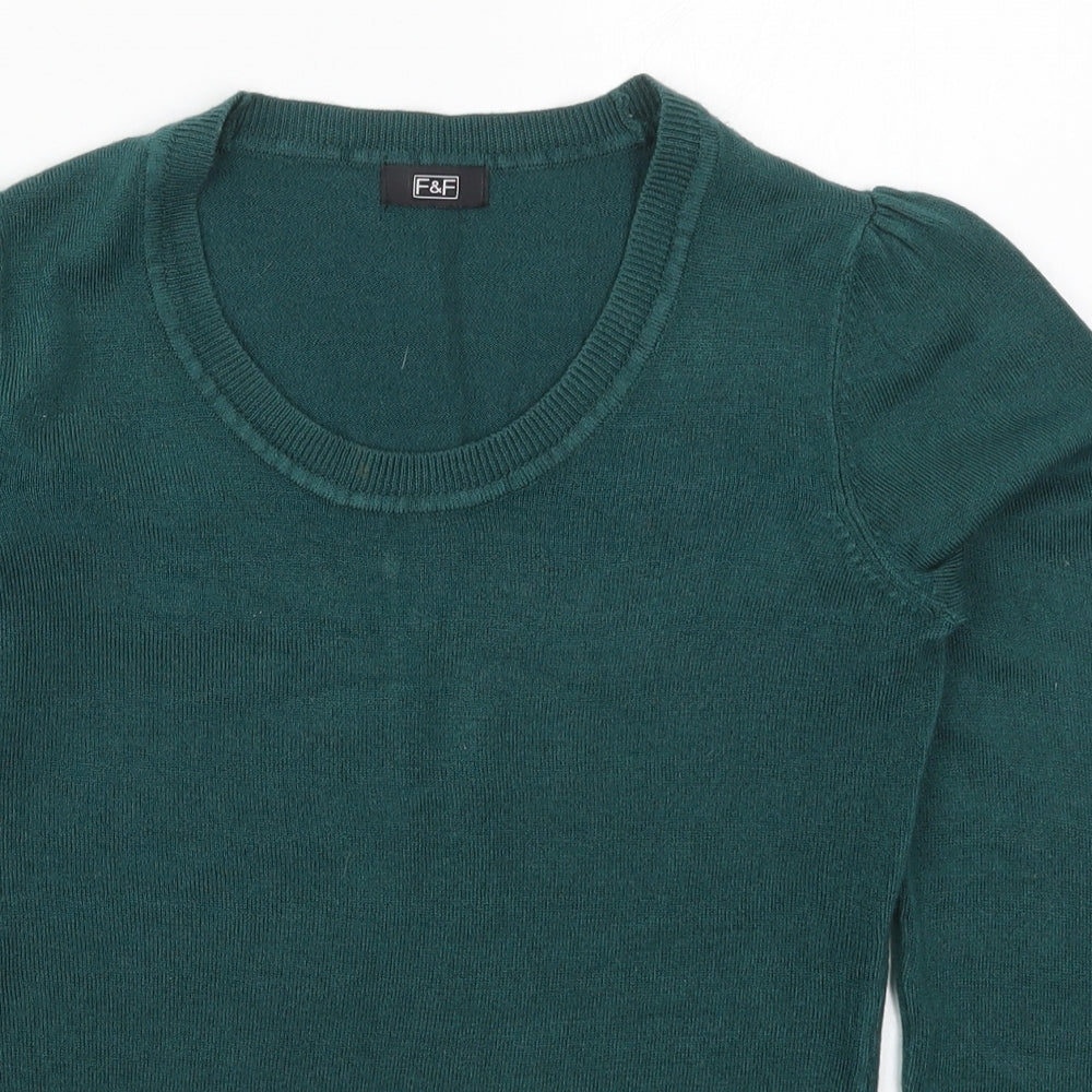 F&F Womens Green Round Neck  Acrylic Pullover Jumper Size 6