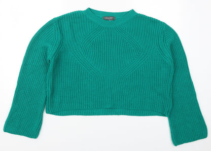 Primark Womens Green Round Neck  Acrylic Pullover Jumper Size 10