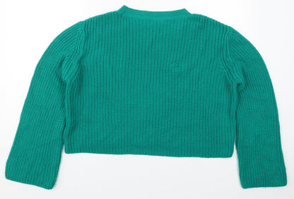 Primark Womens Green Round Neck  Acrylic Pullover Jumper Size 10