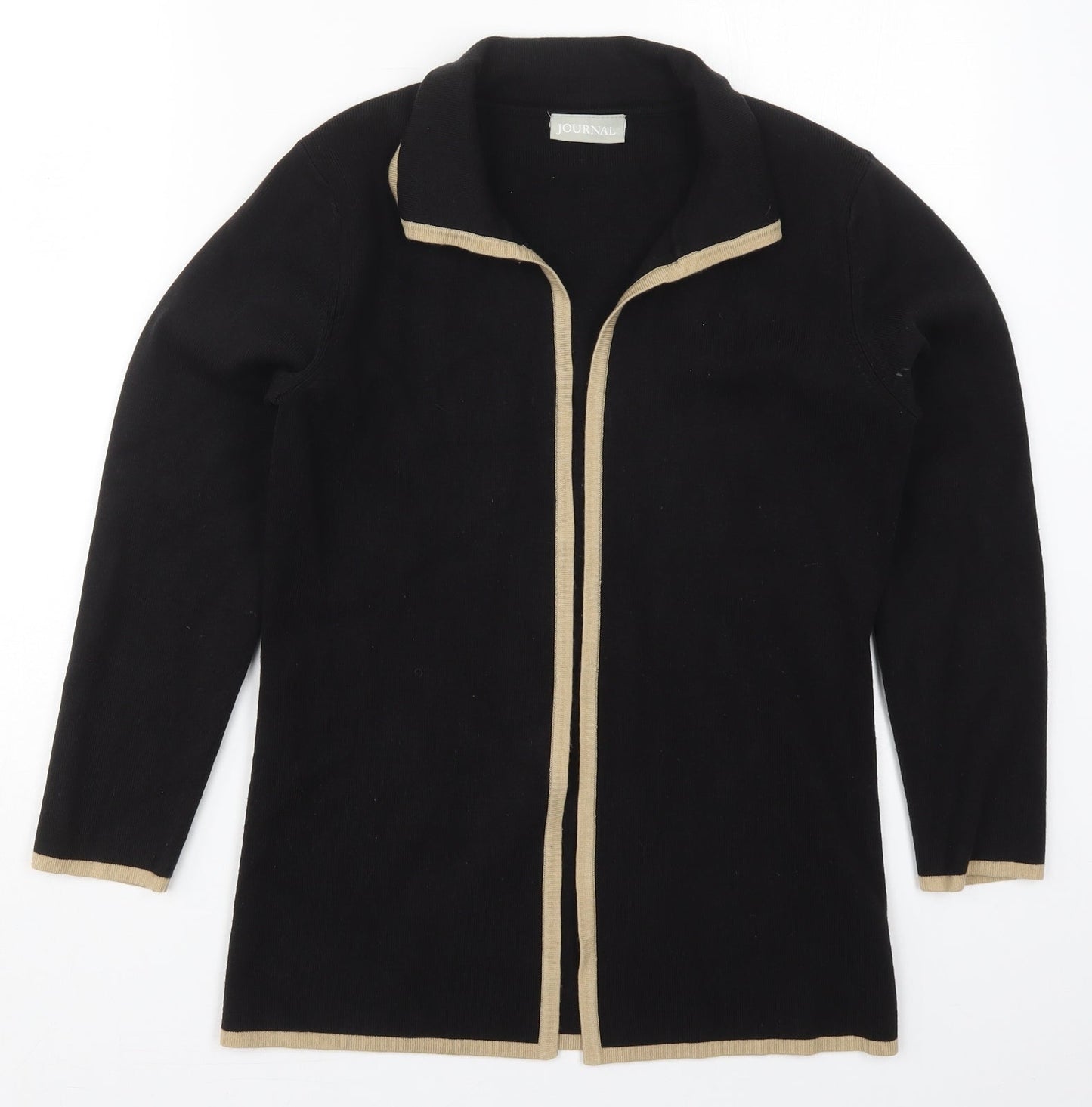 Journal Womens Black Collared  Acrylic Cardigan Jumper Size 10