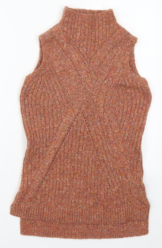 F&F Womens Orange Mock Neck  Polyester Vest Jumper Size 6